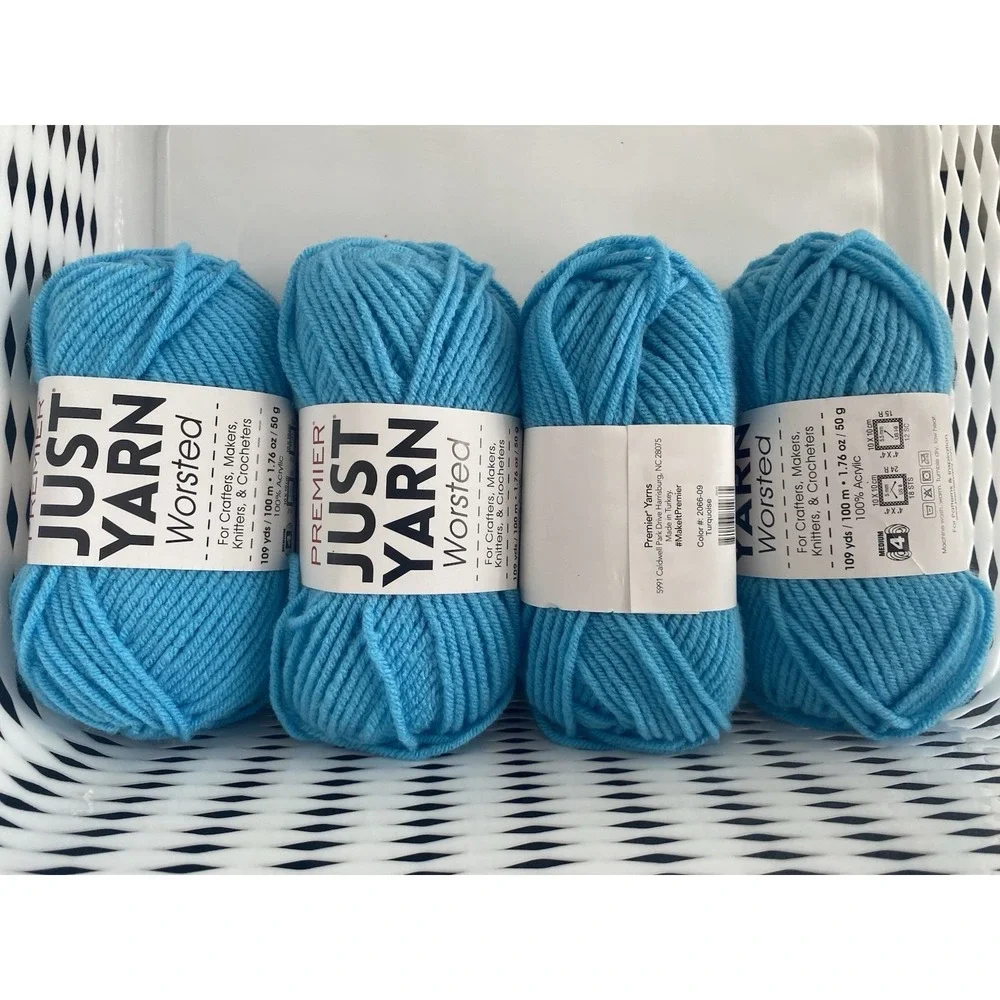 LOT of 4 Premier Just Yarn Worsted 4 Ply Turqouise - Picture 2 of 2